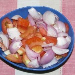 Chopped onions and tomatoes