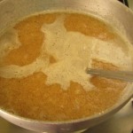 Sooji mixed with sugar dissolved in water